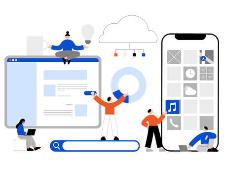LaunchLayers — design, build and launch illustration